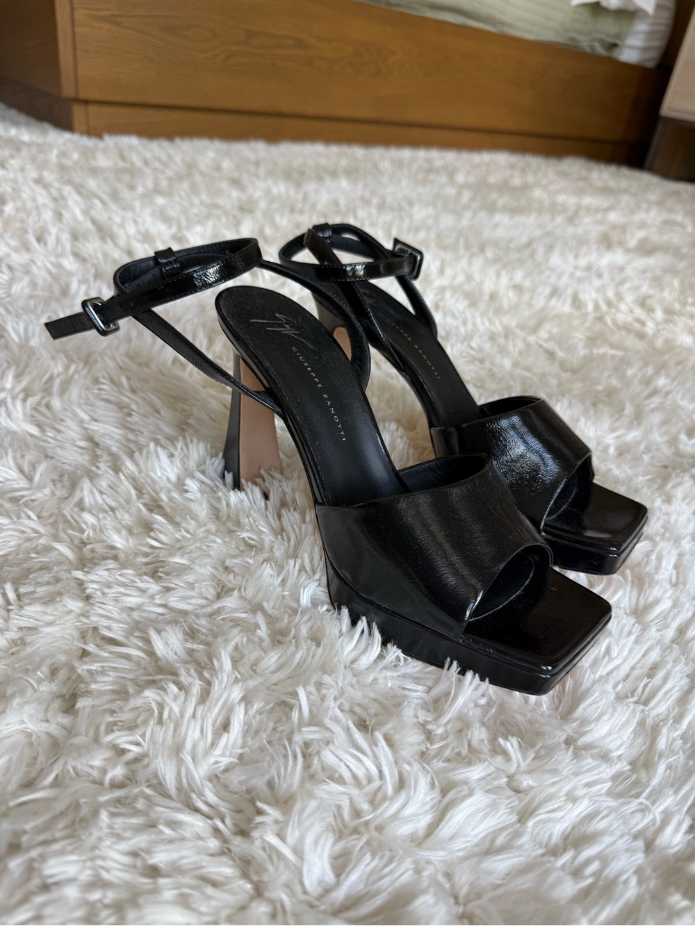Giuseppe Zanotti Black Patent Platform Slingback Sandals (NWOT)